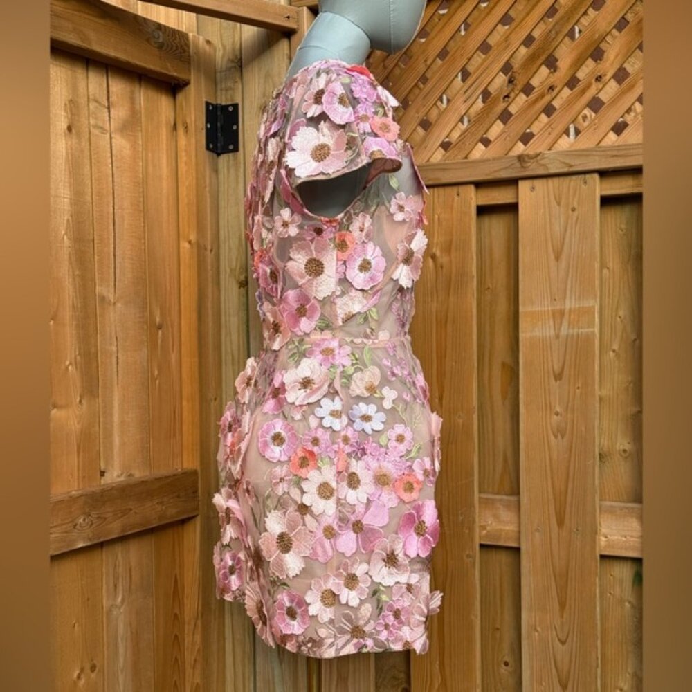🆕 BRONX & BANCO 🧿 NWOT Jasmine Capsleeve Pink Floral Mini Dress, Sz L US 8 - Picture 9 of 17